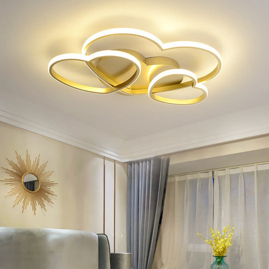 Kids Heart Design Ceiling Light Fixture - Acrylic Semi Flush Mount For Childrens Bedroom