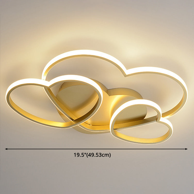 Kids Heart Design Ceiling Light Fixture - Acrylic Semi Flush Mount For Childrens Bedroom