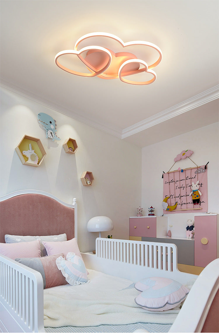 Kids Heart Design Ceiling Light Fixture - Acrylic Semi Flush Mount For Childrens Bedroom