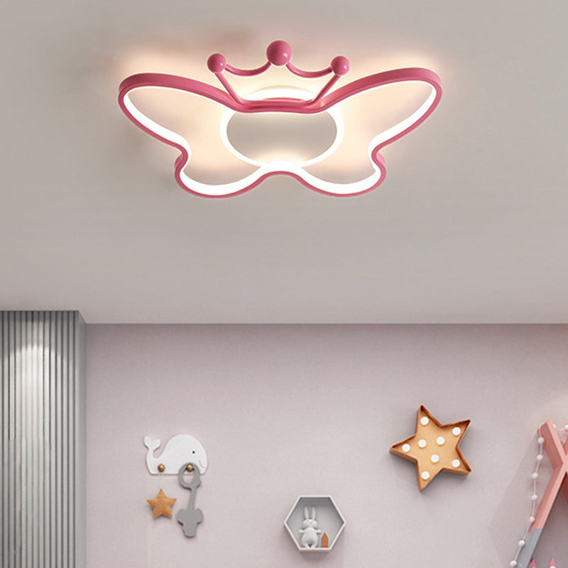 Butterfly Semi Flush Ceiling Lights - Cartoon Aluminum Chandelier For Kids Bedroom