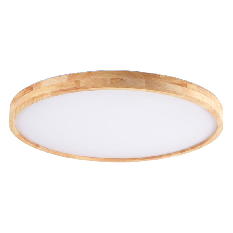 Contemporary Round Flush Mount Ceiling Light: Stylish Acrylic Chandelier For Bedrooms Wood / 12