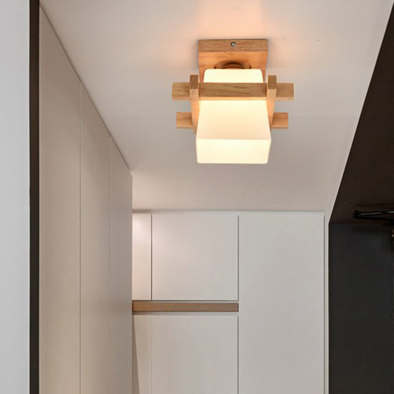 Contemporary Frosted Glass Semi-Flush Chandelier for Hallway Ceiling Mount