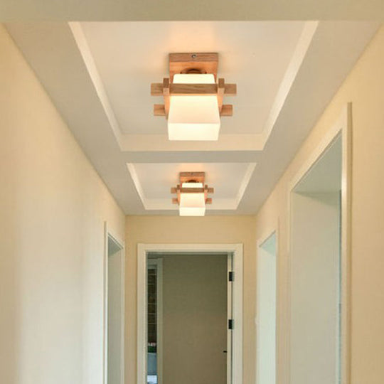 Contemporary Frosted Glass Semi-Flush Chandelier for Hallway Ceiling Mount