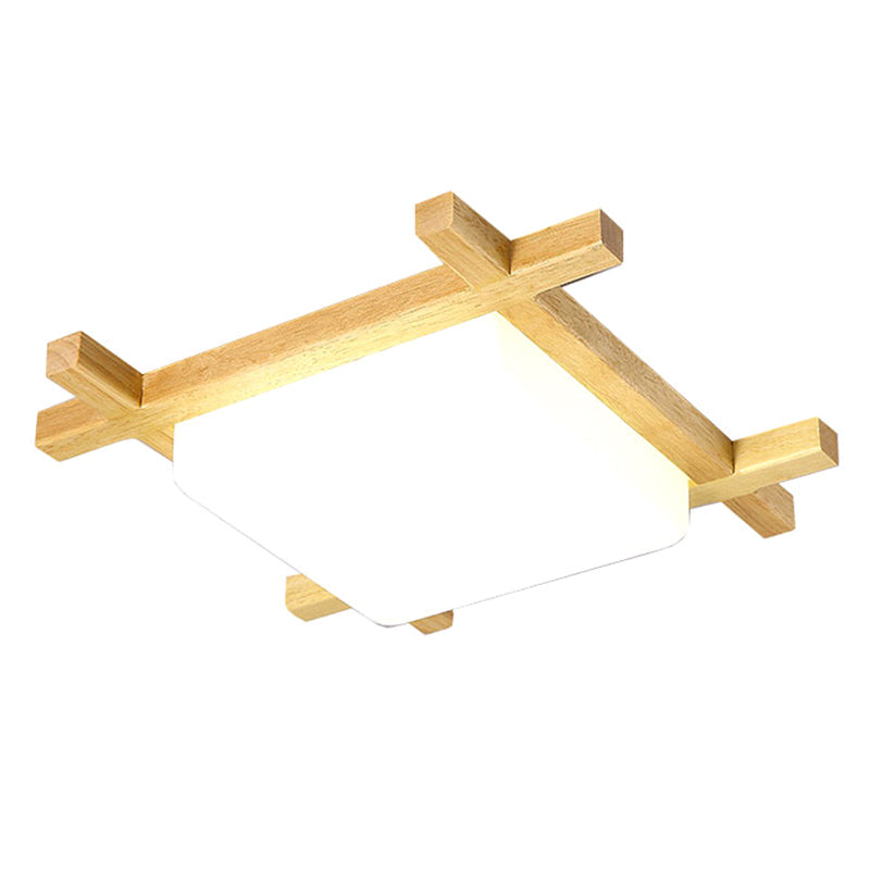 Modern Square Flush Mount Ceiling Light Stylish Acrylic Fixture For Living Room Wood / 16 Warm