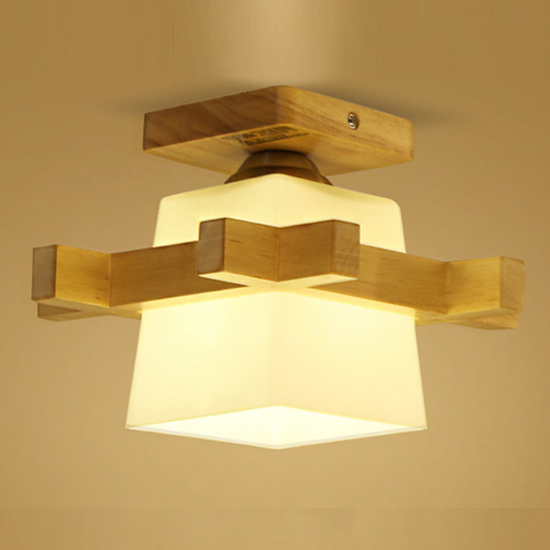 Ultra-Contemporary 1-Light White Glass Semi Flush Chandelier Ceiling Light for Hallway