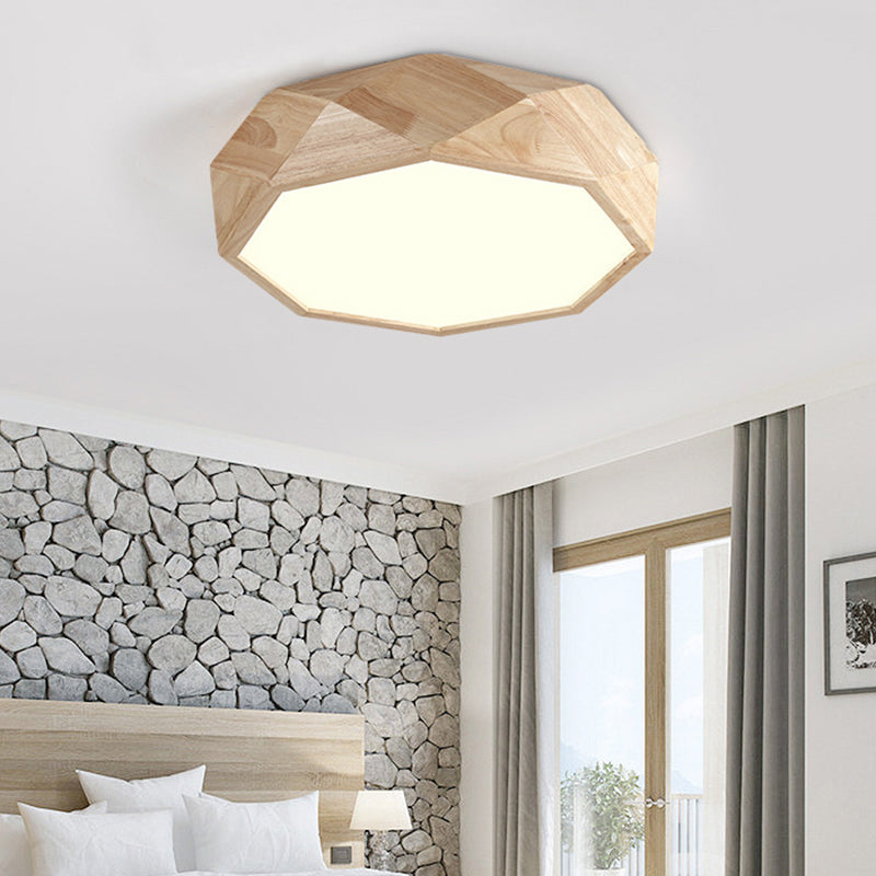 Contemporary Diamond Flush Mount Bedroom Ceiling Light Wood / 18 Natural