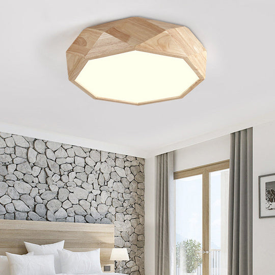 Contemporary Diamond Flush Mount Bedroom Ceiling Light Wood / 18 Natural