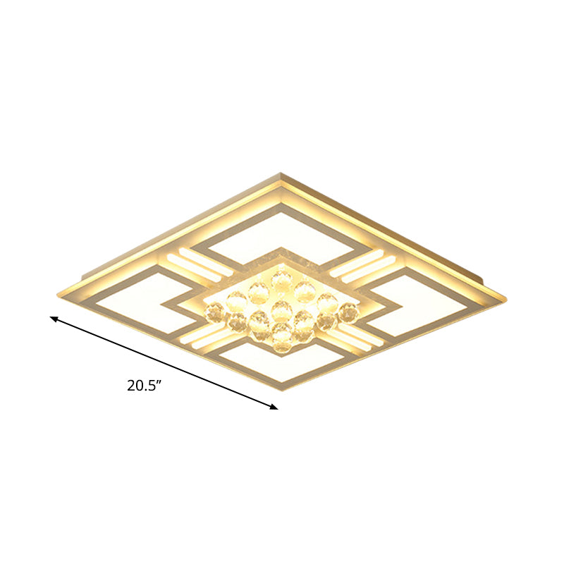 20.5"/35.5" Wide Crystal Square/Rectangle LED Flush Ceiling Light Fixture (Warm/White)