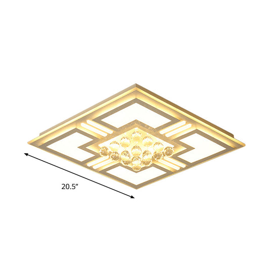 20.5"/35.5" Wide Crystal Square/Rectangle LED Flush Ceiling Light Fixture (Warm/White)