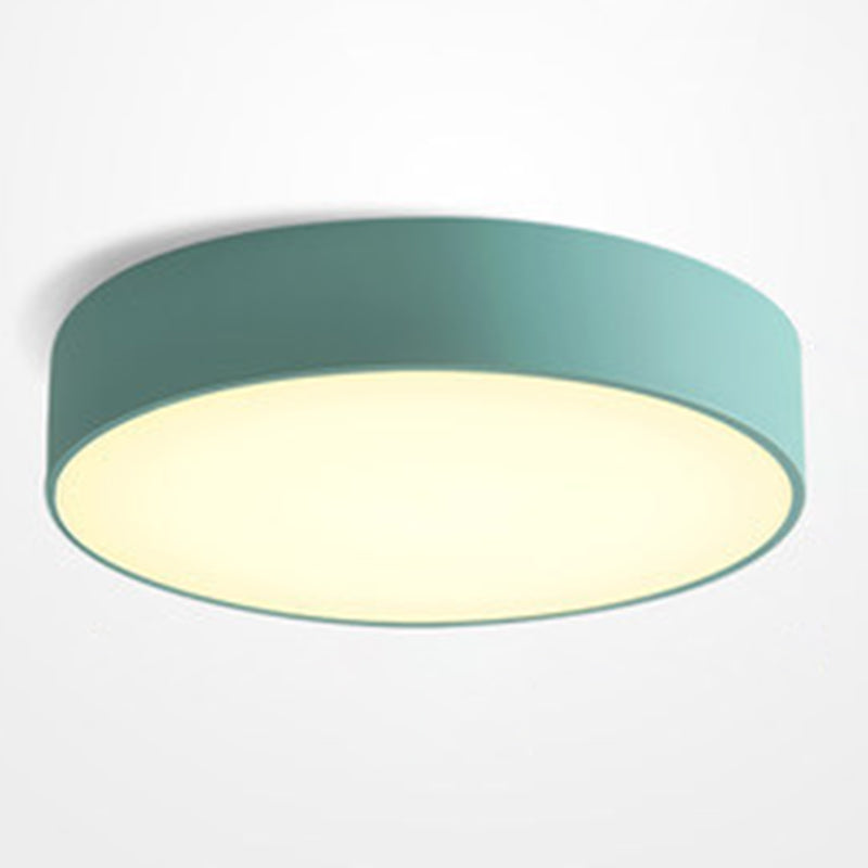 Minimalist Round Flush Mount Ceiling Lighting Fixture - 1 Light Aluminum Blue / 12