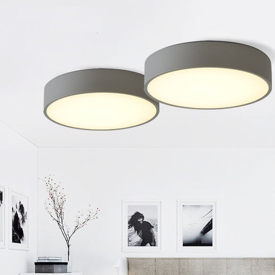 Minimalist Round Flush Mount Ceiling Lighting Fixture - 1 Light, Aluminum