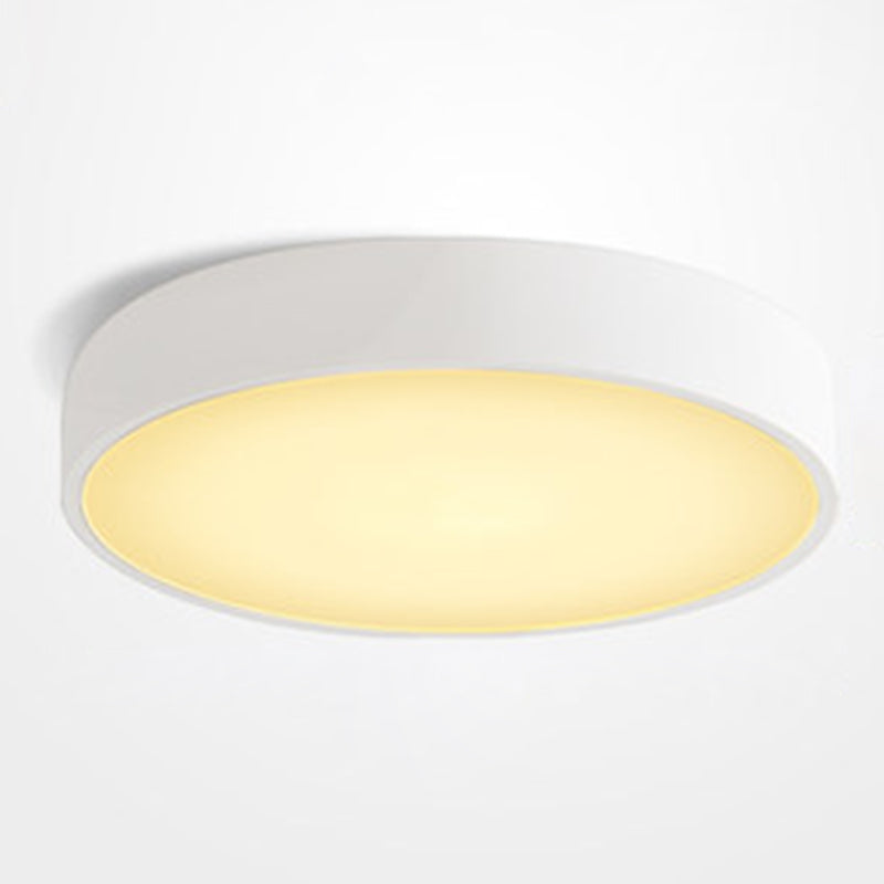 Minimalist Round Flush Mount Ceiling Lighting Fixture - 1 Light Aluminum White / 12