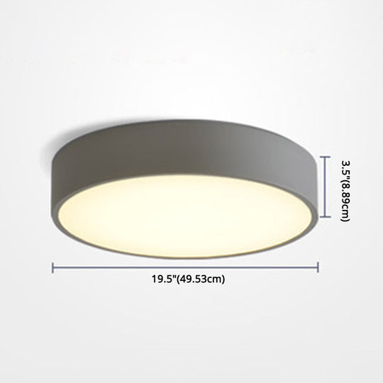 Minimalist Round Flush Mount Ceiling Lighting Fixture - 1 Light, Aluminum