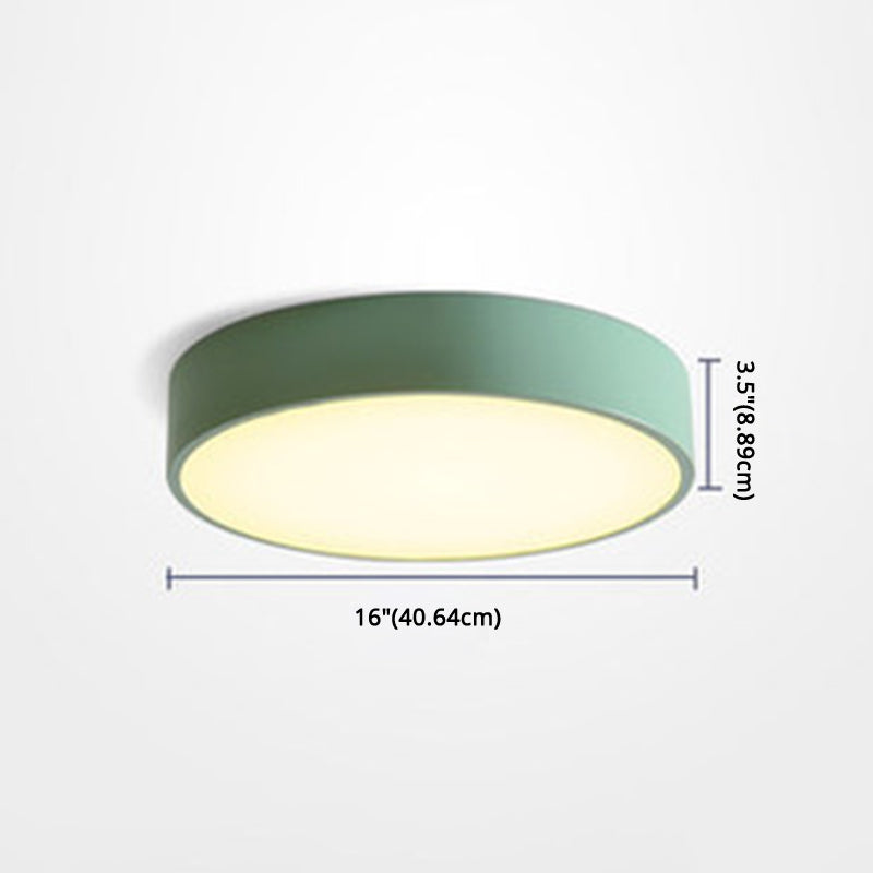 Minimalist Round Flush Mount Ceiling Lighting Fixture - 1 Light Aluminum