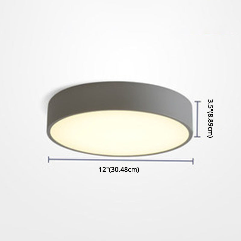 Minimalist Round Flush Mount Ceiling Lighting Fixture - 1 Light, Aluminum