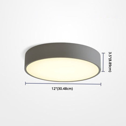 Minimalist Round Flush Mount Ceiling Lighting Fixture - 1 Light, Aluminum