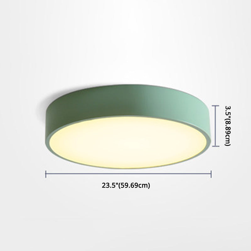 Minimalist Round Flush Mount Ceiling Lighting Fixture - 1 Light, Aluminum