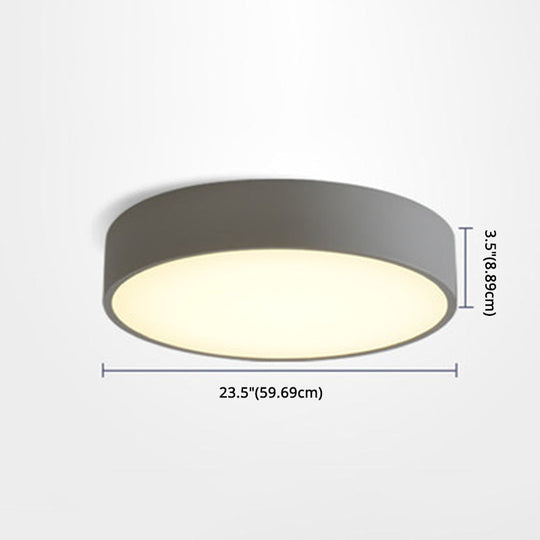 Minimalist Round Flush Mount Ceiling Lighting Fixture - 1 Light, Aluminum