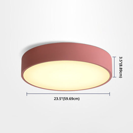 Minimalist Round Flush Mount Ceiling Lighting Fixture - 1 Light Aluminum