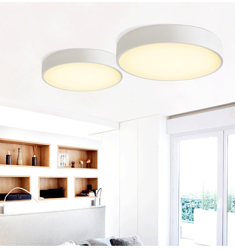 Minimalist Round Flush Mount Ceiling Lighting Fixture - 1 Light Aluminum