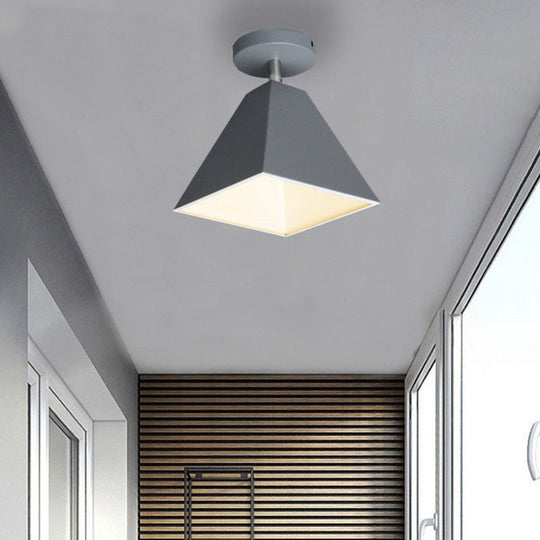 Metal Modern Trapezoid Flush Mount Ceiling Light Fixture - 1 Light