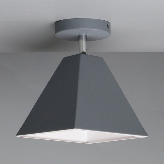 Metal Modern Trapezoid Flush Mount Ceiling Light Fixture - 1 Light