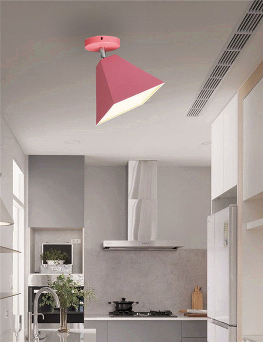 Metal Modern Trapezoid Flush Mount Ceiling Light Fixture - 1 Light