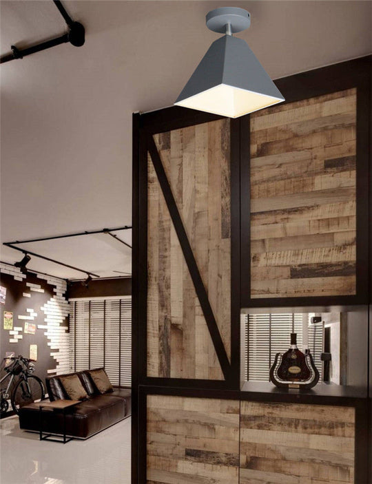 Metal Modern Trapezoid Flush Mount Ceiling Light Fixture - 1 Light