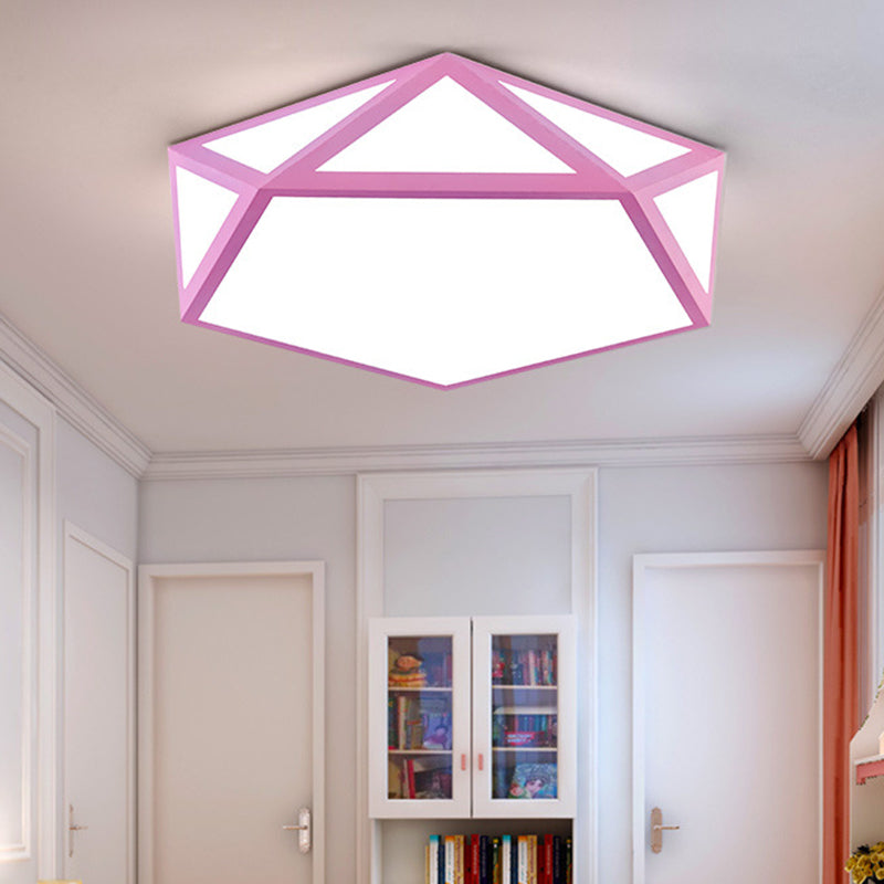 Modern Diamond Flush Mount Ceiling Light - Acrylic Fixture For Living Room Pink