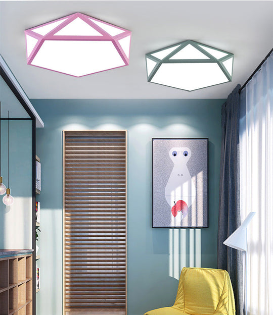 Modern Diamond Flush Mount Ceiling Light - Acrylic Ceiling Fixture for Living Room