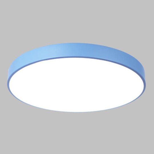 Macaron Acrylic Round Flushmount Ceiling Lights For Living Room Blue / 12