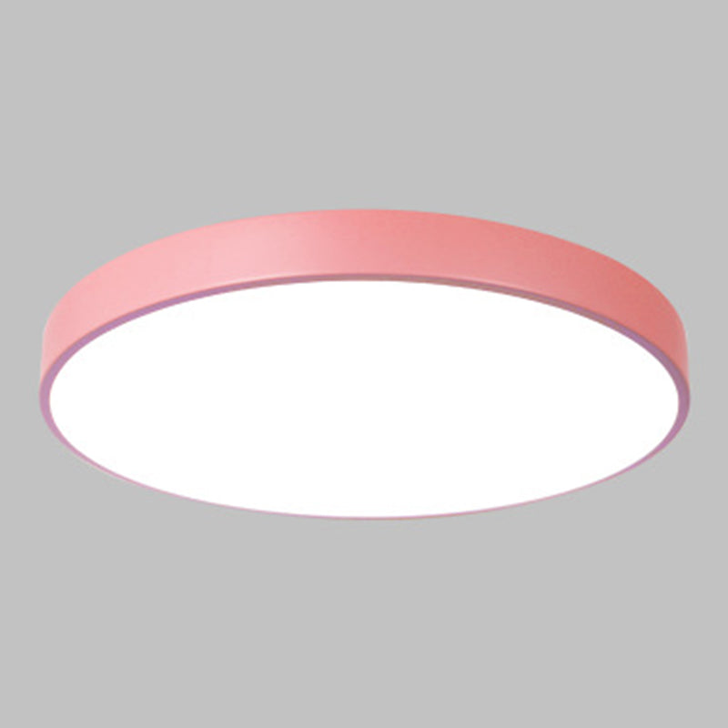 Macaron Acrylic Round Flushmount Ceiling Lights For Living Room Pink / 12