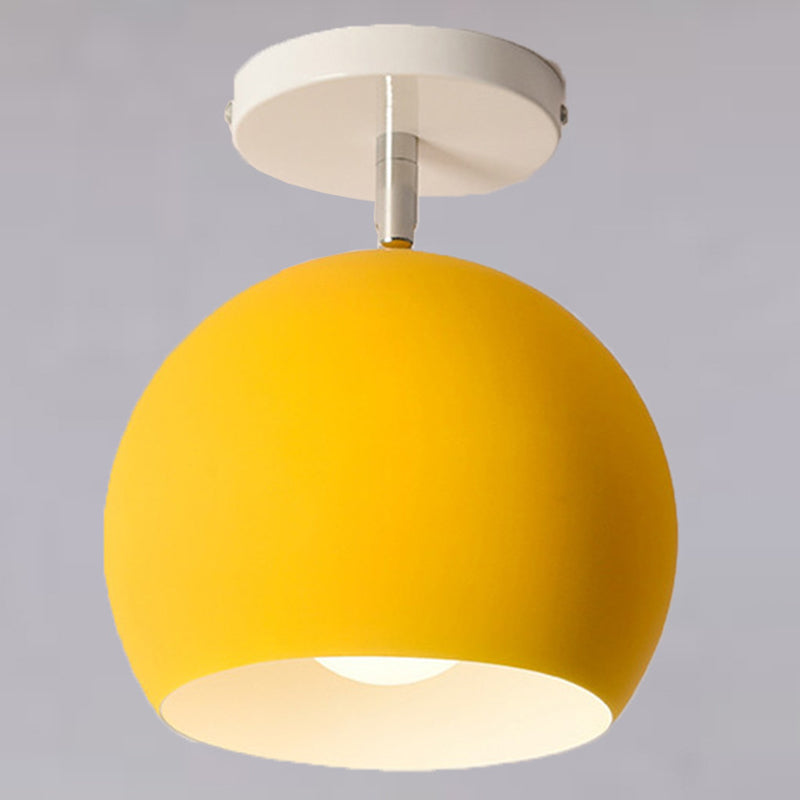 Semi Flush Mount Macaron Metal Ceiling Light for Living Room - Dome Style