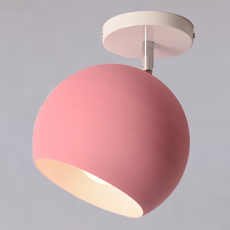 Semi Flush Mount Macaron Metal Ceiling Light for Living Room - Dome Style