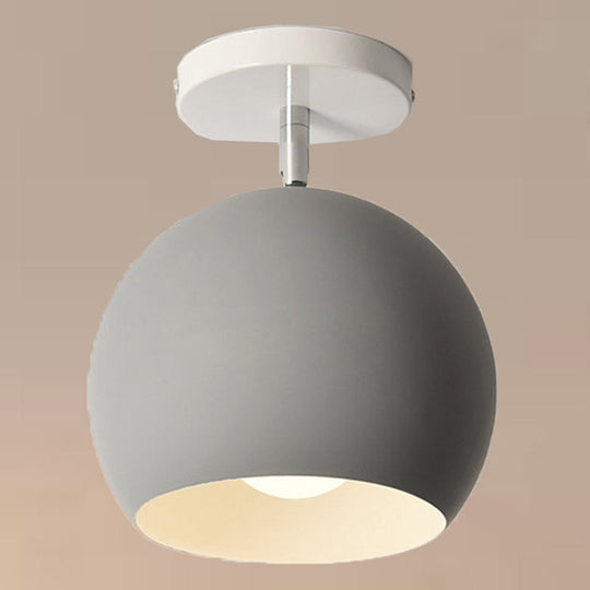 Semi Flush Mount Macaron Metal Ceiling Light for Living Room - Dome Style