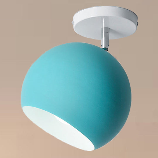 Semi Flush Mount Macaron Metal Ceiling Light for Living Room - Dome Style