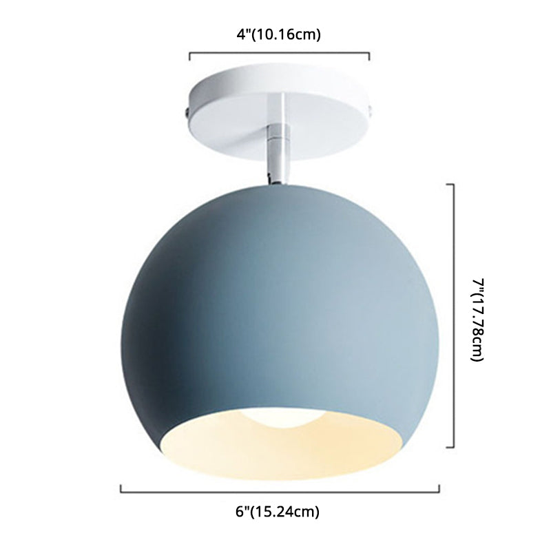 Semi Flush Mount Macaron Metal Ceiling Light for Living Room - Dome Style