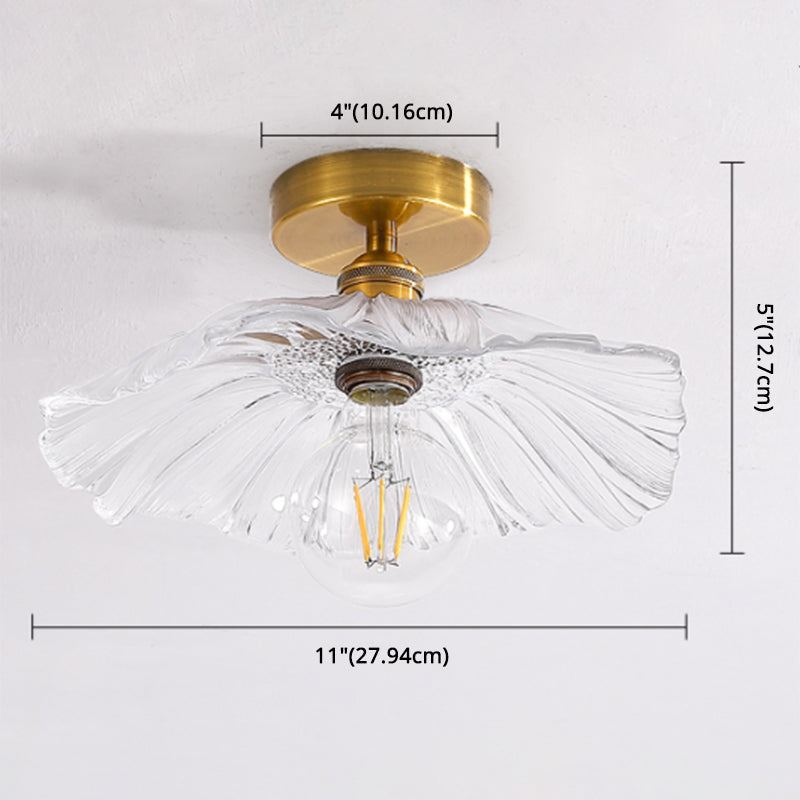 Classic Glass Ceiling Light Fixture w/ Brass Lamp Holder for Corridors