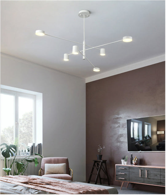 Contemporary Metal Starburst Chandelier For Living Room - Stylish Hanging Ceiling Light