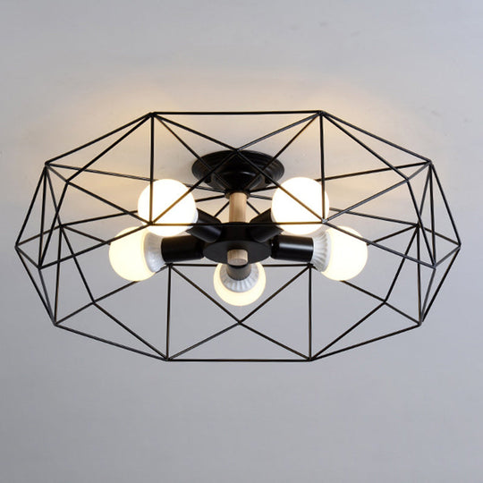 Nordic Industrial Geometric Flush Mount Ceiling Light for Bedroom - Metal Flush Mount Fixture