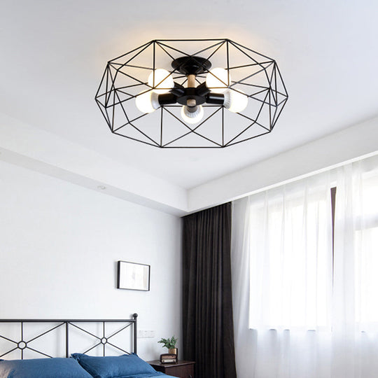 Nordic Industrial Geometric Flush Mount Ceiling Light for Bedroom - Metal Flush Mount Fixture