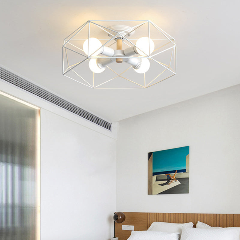 Nordic Industrial Geometric Flush Mount Ceiling Light for Bedroom - Metal Flush Mount Fixture