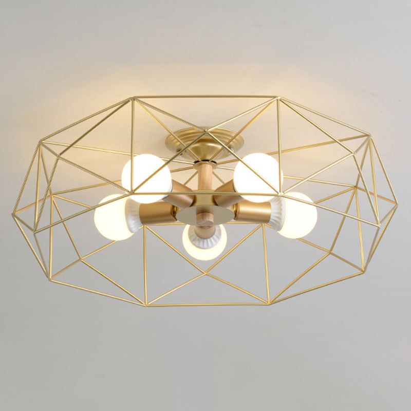 Nordic Industrial Geometric Flush Mount Ceiling Light for Bedroom - Metal Flush Mount Fixture