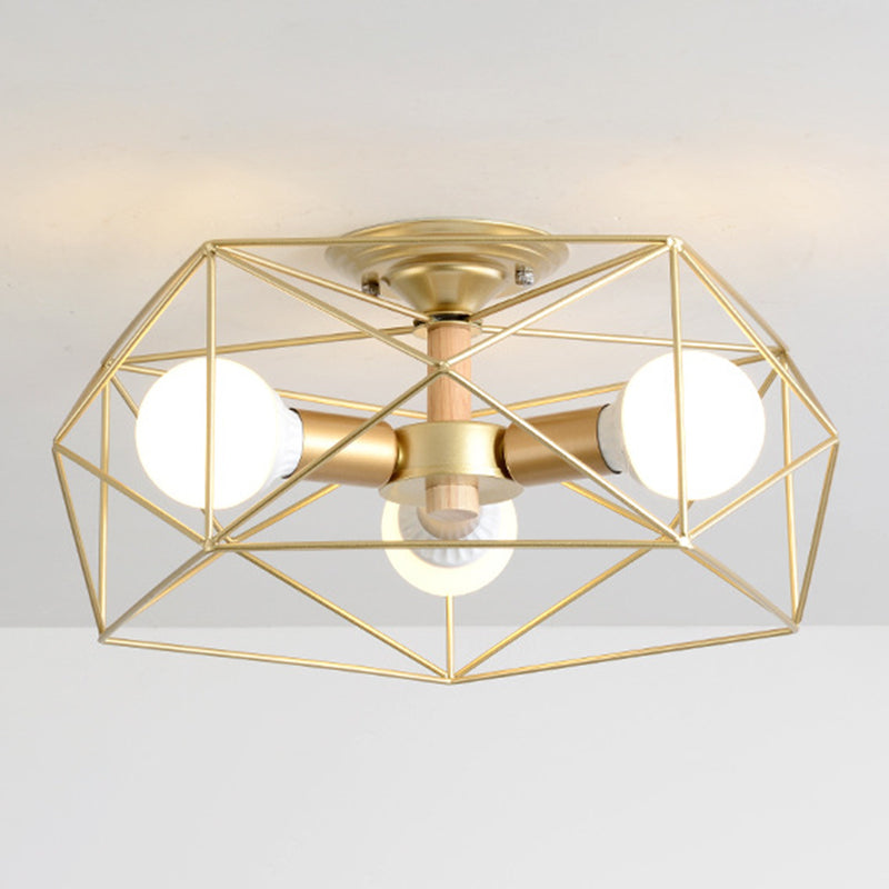 Nordic Industrial Geometric Flush Mount Ceiling Light for Bedroom - Metal Flush Mount Fixture