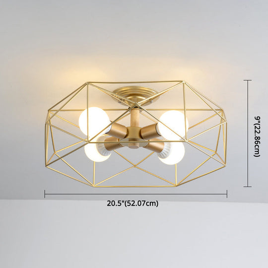 Nordic Industrial Geometric Flush Mount Ceiling Light for Bedroom - Metal Flush Mount Fixture