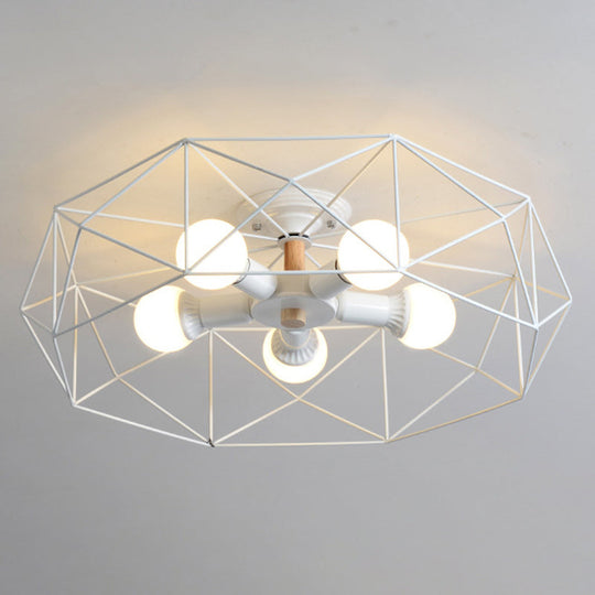 Nordic Industrial Geometric Flush Mount Ceiling Light for Bedroom - Metal Flush Mount Fixture