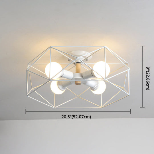 Nordic Industrial Geometric Flush Mount Ceiling Light for Bedroom - Metal Flush Mount Fixture