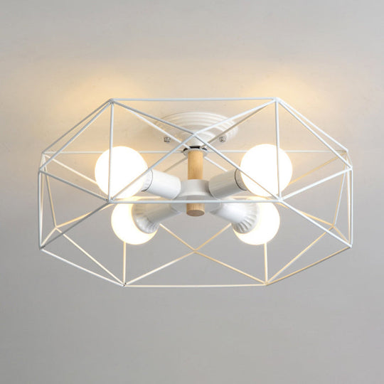 Nordic Industrial Geometric Flush Mount Ceiling Light for Bedroom - Metal Flush Mount Fixture