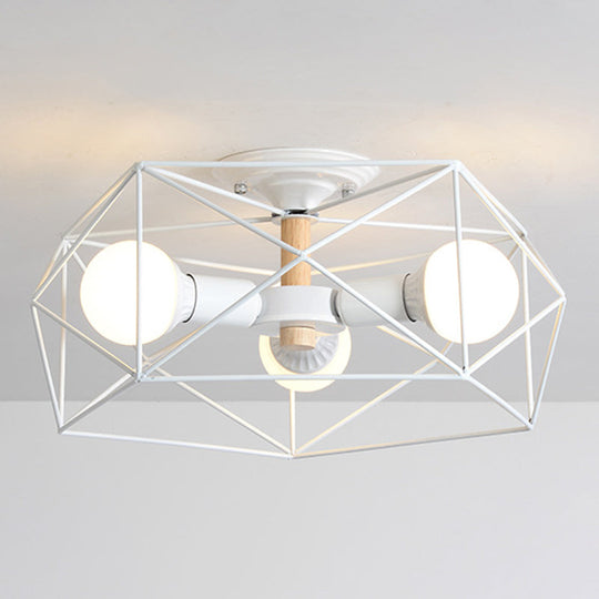 Nordic Industrial Geometric Flush Mount Ceiling Light for Bedroom - Metal Flush Mount Fixture