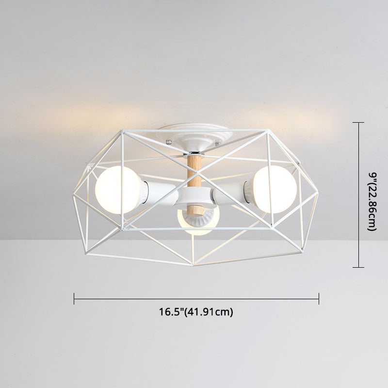 Nordic Industrial Geometric Flush Mount Ceiling Light for Bedroom - Metal Flush Mount Fixture